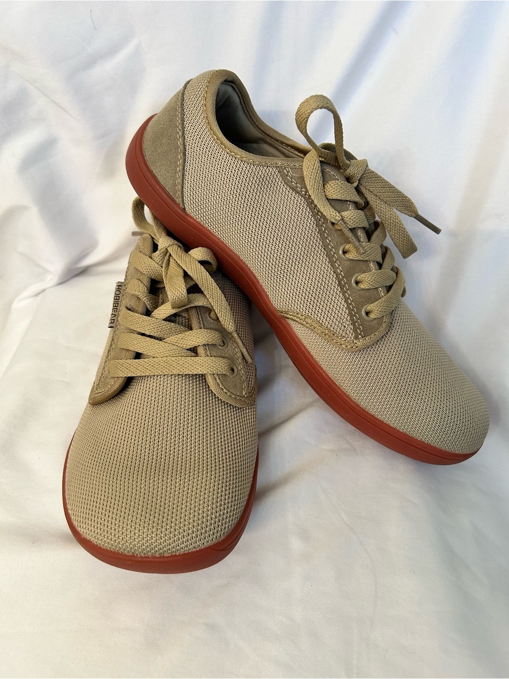 Hobibear Barefoot Shoes Womens 9 Mens 7.5 Tan Knit Zero Drop Wide Toe Box NWOT